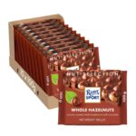 Ritter Sport Whole Hazelnuts Milk Chocolate Bar, 100g, Case of 10, Chocolate Sharing Bar with voucher