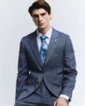 River Island Mens Suit Jacket Blue Check Skinny Collared – w/Code
