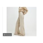 River Island Womens Wide Leg Jeans Beige Stripe Trousers