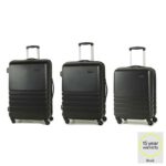 Rock Byron 3 Piece Hardside Suitcase Set, Black