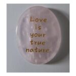 Rose Quartz Pink Polished Palm Worry Stone Engraved Love is Your True Nature