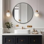 Round Bathroom Mirror 50cm, Wall Mounted with Aluminium Metal Frame Black