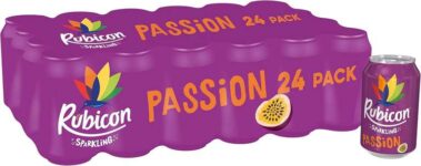 Rubicon Passion Sparkling Fruit Soft Drink, 24 x 330ml Cans S&S £6.75/£6.37