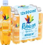 Rubicon Spring 12 Pack Orange Mango, Sparkling Spring Water with Real Fruit Juice & Natural Flavours, Only 15 Calories – 12 x 500ml Multipack Bottles