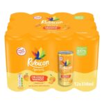 Rubicon Spring Orange Mango Sparkling Flavoured Water Cans, 12 x 330ml