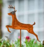 Rustic Prancing Deer Artistic Plant Pot Spike – Set of Two