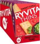 Ryvita Sweet Chilli Thins Dipping, Snacking, Sharing Fibre Healthy 6 PACKS of 125g