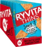 Ryvita Thins Snack It Sea Salt & Cider Vinegar Flavour Pack of 6 x 125g