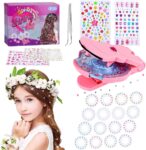 SEMKOTREE Hair Gem Stamper, Hair Gems Bedazzler Kit with 420 Rhinestones, Jewels Machine Stamp, Girls Toys Diamonds Stapler with Nail Stickers, Tweezers