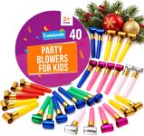 SOL 40pk Party Blowers for Kids – Assorted Party Whistles & Noise Makers