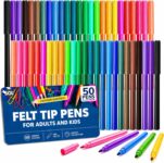 SOL 50 Felt Tip Pens for Adults and Kids – 25 Vibrant Colours – 2pk x 25pcs