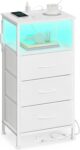 SONGMICS Bedside Table with Charging Station, Modern basic, 3 Drawers