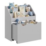 SONGMICS Childrens Storage Shelf for Toys and Books, Dove Grey