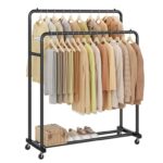 SONGMICS Clothes Rail on Wheels, Holds up to 90 kg, 46.5 x 110 x 155.5cm