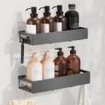 SONGMICS Shower Caddy 2 Pack No Drilling, Steel, 31.5×12.5×5 cm, Large