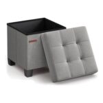 SONGMICS Small Ottoman Storage Box and Foldable Footstool, 38x38x40 Cm