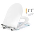 SONGMICS UF Plastic Toilet Seat, D-Shaped, Quick Release, Soft Close