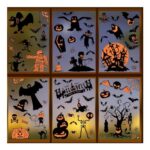 SOPSTUO Halloween Window Stickers – 9 Sheets, Reusable Double-Sided Bat Clings