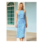 SOSANDAR Animal Print Halter Neck Midi Column Dress