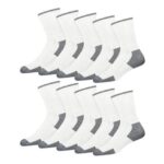 SOXCO Mens Cotton Crew Socks, 10-Pairs, DRI-WIK HEX-COMB White 9-11