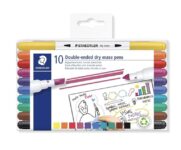 STAEDTLER 3010 Dual-tip Markers 10 Pack, Wipe-off