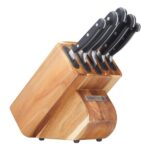 Sabatier Edgekeeper Knife Block Set, Acacia Wood, Self-Sharpening, Grey