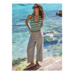 Sage Green Lightweight Denim Patch Pocket Cropped Jeans
