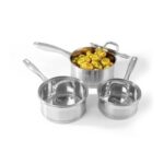 Salter Saucepan Set 3 PC 16 18 & 20 Cm Pans Stainless Steel
