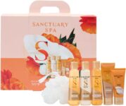 Sanctuary Spa Signature Perfect Pamper Parcel Gift Set for Women, Body Wash, Bath Float, Body Scrub, Body Lotion, Hand Cream & Body Puff, Luxury Bath & Body Collection
