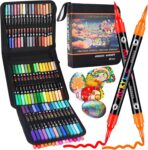 Sanyetral 120 Colors 60 Pcs Acrylic Paint Markers,Dual Brush Tip Pen
