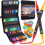 Sanyetral 144 Colors 72 Pcs Acrylic Paint Markers,Dual Brush Tip Pen