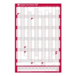 Sasco 2027 Compact Wall Planner, Red, Wet-Wipe Pen, 405x610mm