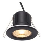 Saxby Integrated LED Fire Rated IP65 Matt Black Fixed Warm White Downlight