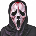 Screaming Pale Horror Mask, Bleeding Scream Mask, Scary Adult Full Face Halloween Face Latex Head Cover, Adults Fancy Dress Costume