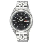 Seiko 5 Automatic Mens Black Dial Stainless Steel Bracelet Watch