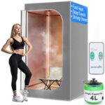 SereneLife Portable 1-Person Steam Sauna Tent with Remote, Heated Foot Pad & Chair – Grey