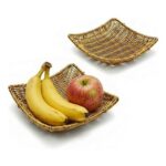 Set of 2 Woven-Look Faux Rattan Countertop Trays