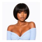 Short Human Hair Wig, 2×4 Lace Pixie Cut with Bangs