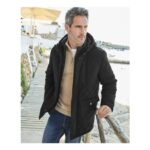 Showerproof Quilted Mock Coat – Black