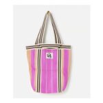 Sia Pink & Orange Striped Shopper Bag