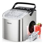 Silonn Countertop Ice Maker, Bullet Ice, Self-Cleaning, Two Ice Sizes