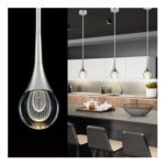 Silver Teardrop Crystal LED Pendant Lights for Kitchen Island