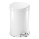 Simplehuman 4.5L round Pedal Bin, White Steel, Silent Soft-Close Lid