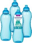 Sistema Squeeze Twist n Sip Sports Water Bottles 460 ml Leakproof Kids Water Bottles BPA-Free Blue 4 Count