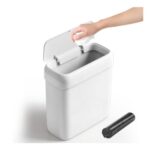 Slim Bathroom Bin with Narrow Press-Top Lid