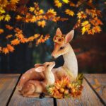 Smadeer Autumn Deer Ornament Doe and Fawn, Thanksgiving Garden Decor Gift
