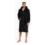 Snuggaroo Mens Soft Fleece Dressing Gown – Black