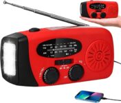 Solar Emergency Hand Crank Weather Radio, Emergency Weather Radio, Solar Radio Portable AM FM, Portable Self Powered Radios with SOS Alarm LED Flashlight for Camping, Home, Hiking, IPX3 Waterproof