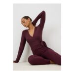 Souluxe Burgundy Wrap Gym Top Burgundy S
