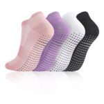 Soxitoevy 4 Pairs Pilates Grip Socks for Women, Non-Slip Yoga
